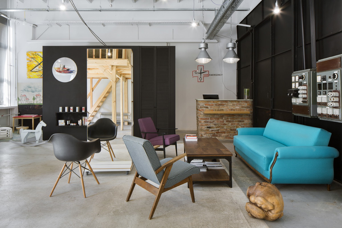 Loft Hair Emergency, projekt: pracownia Poco Design