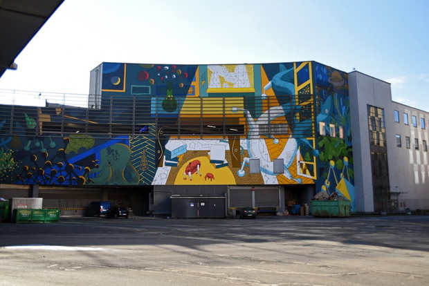 Mural zainspirowany powieściami Stanisława Lema, autor: Marcina Czaja