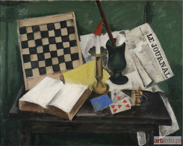 6. Henryk Hayden Martwa natura z kartami i szachownicą, 1915 rok