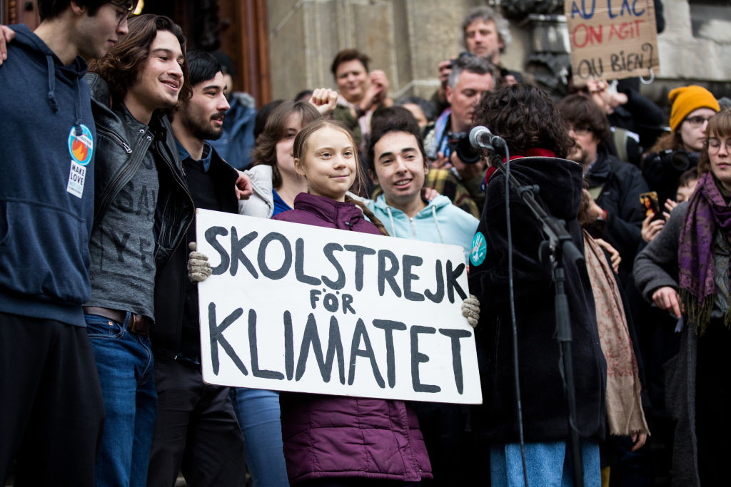 Greta Thunberg podczas protesu