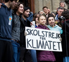 Greta Thunberg podczas protesu