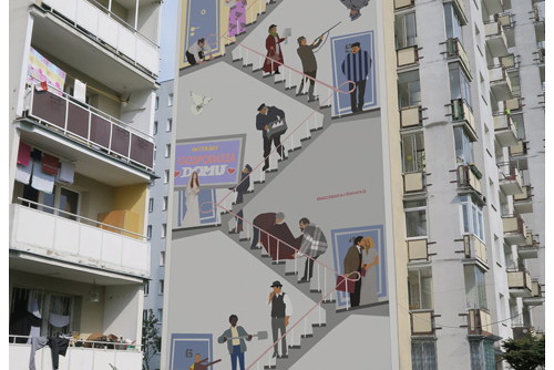 Mural upamiętniający serial Alternatywy 4
