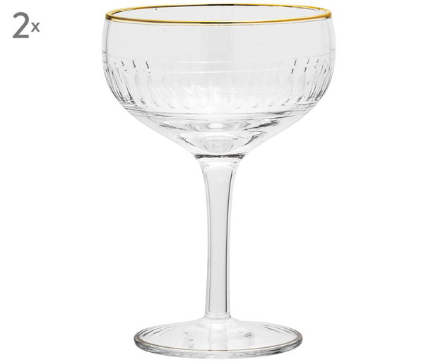 Kieliszek do szampana Golden, 2 sztuki, BLOOMINGVILLE, 109 zł