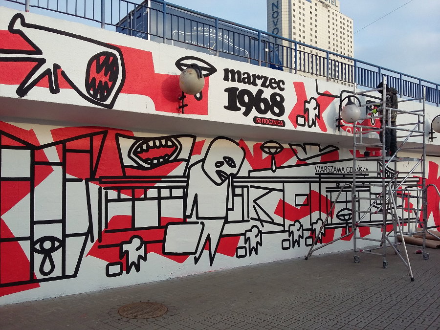 Nowy mural przy metrze Centrum