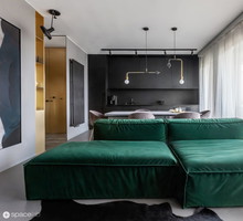 Apartament z czarną kuchnią, projekt: Agnieszka Deptuła, Spacelab