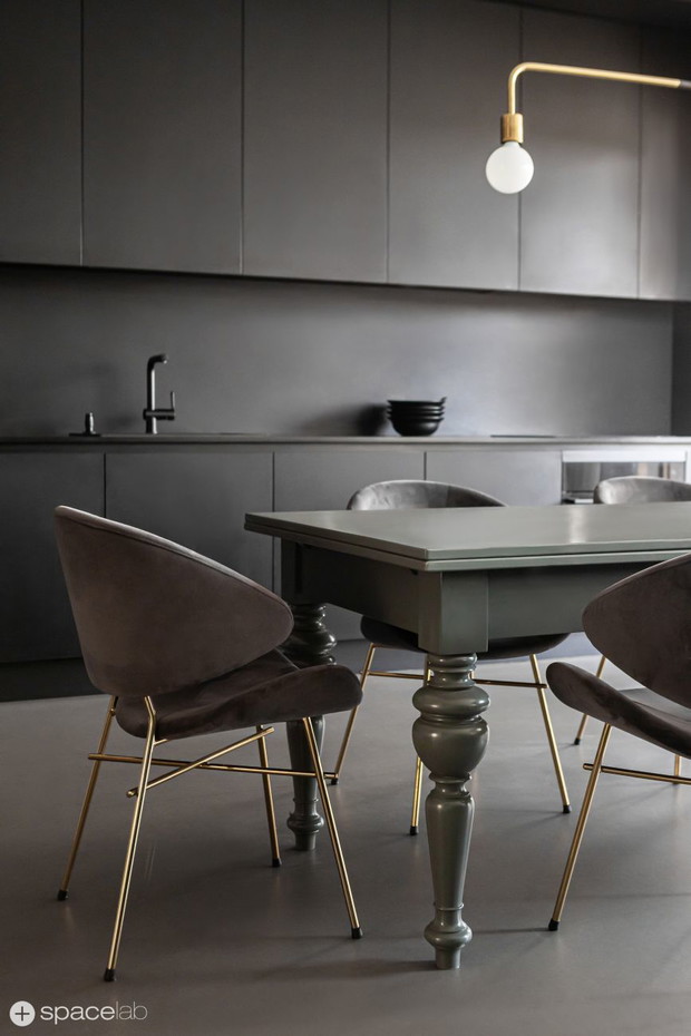 Apartament z czarną kuchnią, projekt: Agnieszka Deptuła, Spacelab