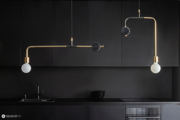 Apartament z czarną kuchnią, projekt: Agnieszka Deptuła, Spacelab