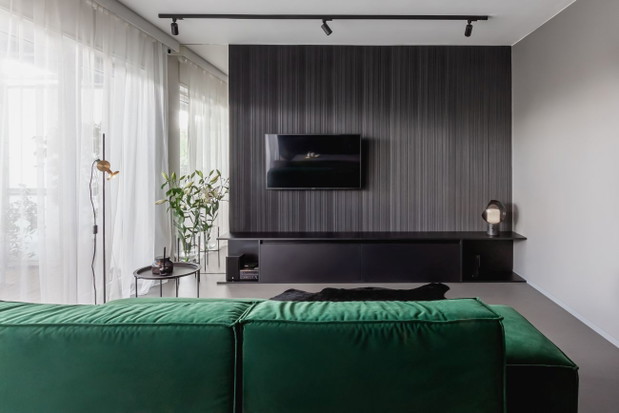 Apartament z czarną kuchnią, projekt: Agnieszka Deptuła, Spacelab