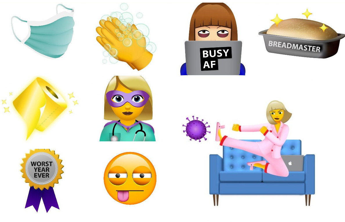 Emoji związane z epidemią koronawirusa, projekt: &Walsh