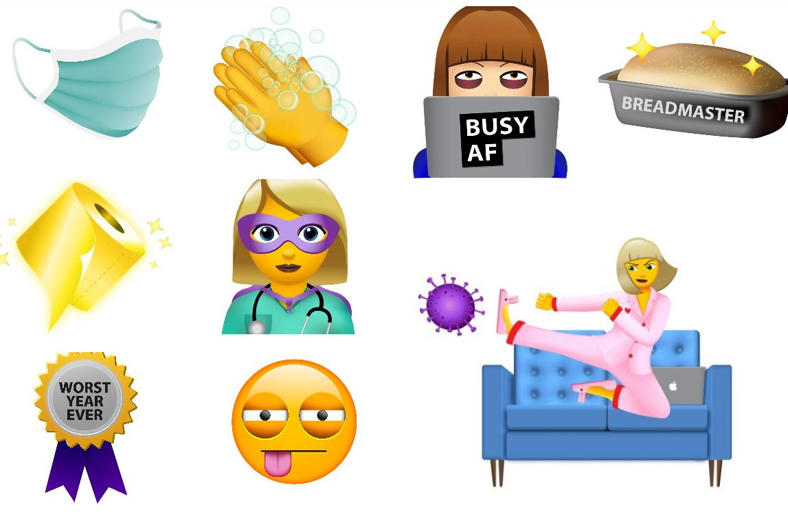 Emoji związane z epidemią koronawirusa, projekt: &Walsh