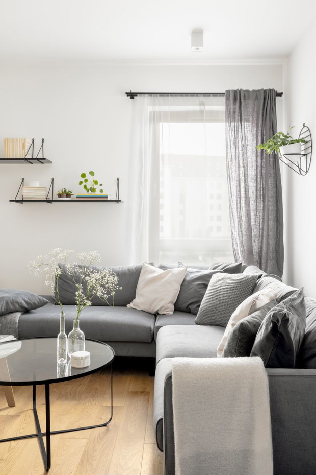 Mieszkanie z błękitną kuchnią na Mokotowie, projekt FUGA Architektura Wnętrz
