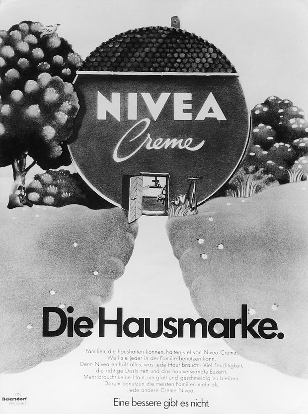 Reklama kremu Nivea z lat 70.