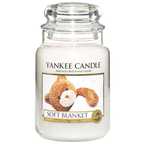 Yankee Candle, Soft Blanket, około 100 zł za 600g w słoiku