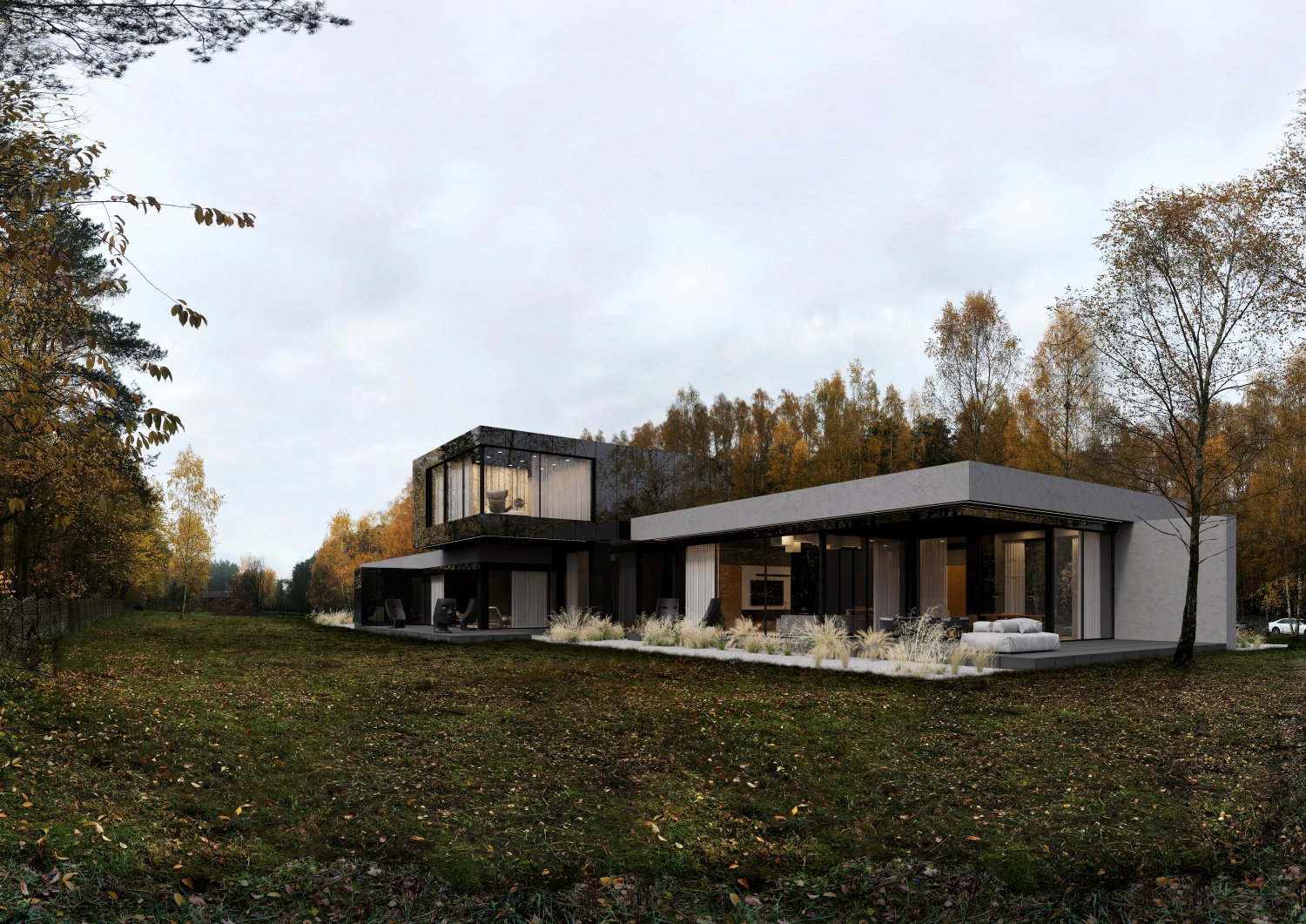 Podłużny dom pod lasem, „RE: STARK HOUSE”, projekt: REFORM Architekt
