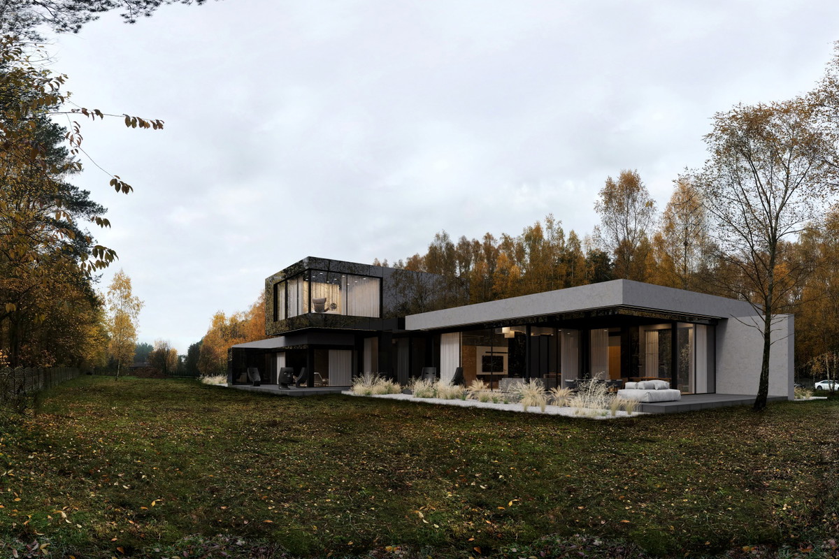 Podłużny dom pod lasem, „RE: STARK HOUSE”, projekt: REFORM Architekt
