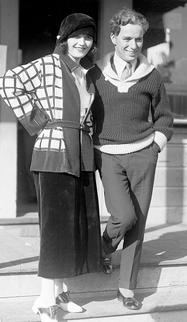 Charlie Chaplin and Pola Negri after announcing their betrot