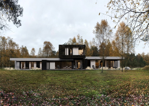 Podłużny dom pod lasem, „RE: STARK HOUSE”, projekt: REFORM Architekt