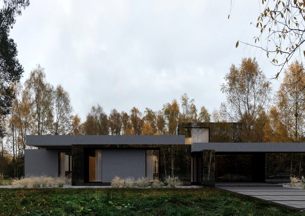 Podłużny dom pod lasem, „RE: STARK HOUSE”, projekt: REFORM Architekt