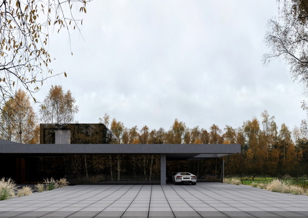 Podłużny dom pod lasem, „RE: STARK HOUSE”, projekt: REFORM Architekt