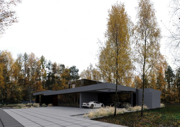 Podłużny dom pod lasem, „RE: STARK HOUSE”, projekt: REFORM Architekt