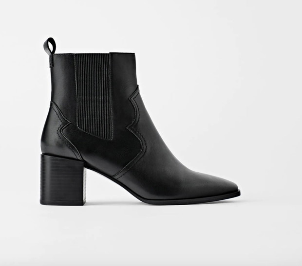 Wyprzedaż Zara 2020: BOTKI NA OBCASIE ZE ZDOBIENIAMI W STYLU KOWBOJSKIM 99,90 PLN, teraz 49,90 PLN