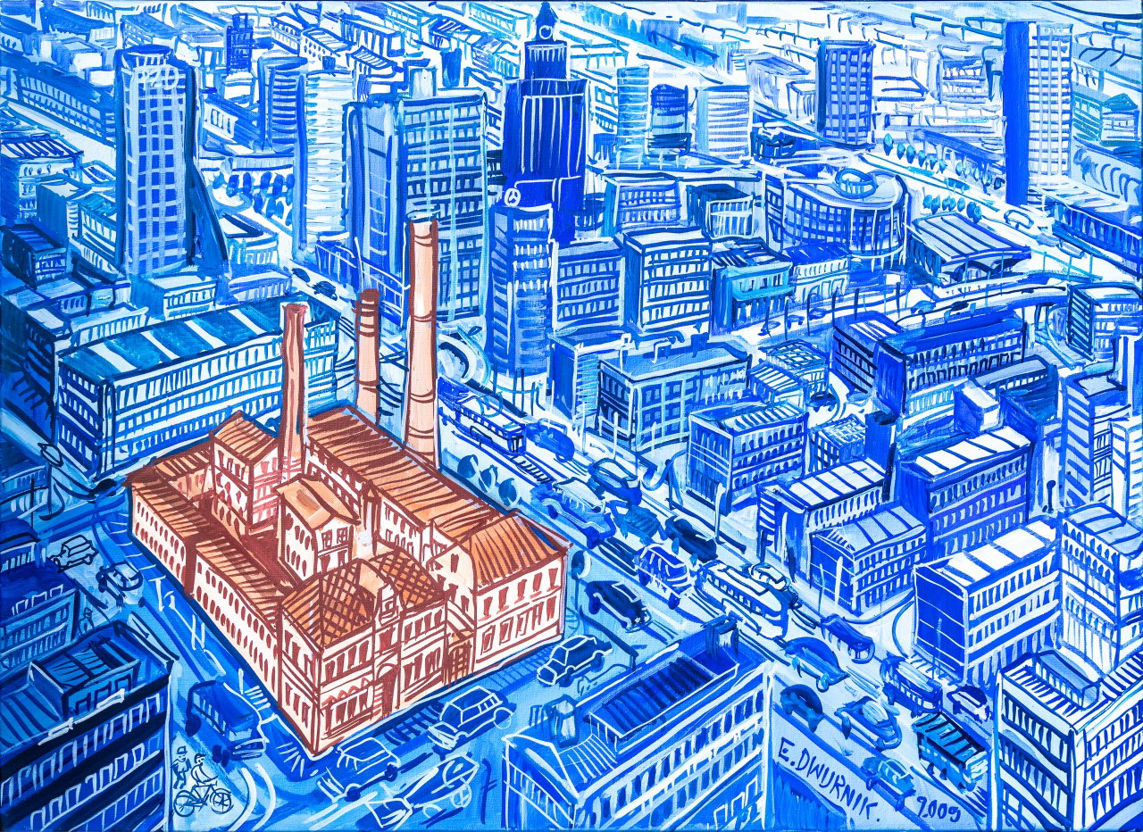 Mural z dziełem Edwarda Dwurnika