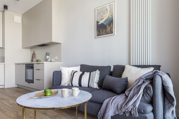 Niewielkie mieszkanie na warszawskiej Woli, • Projekt wnętrza: Architekt wnętrz Olga Nowosad-Szewców / Decoroom • Projekt zabudowy kuchennej i meblowej: Architekt wnętrz Katarzyna Domańska / Decoroom Kitchen