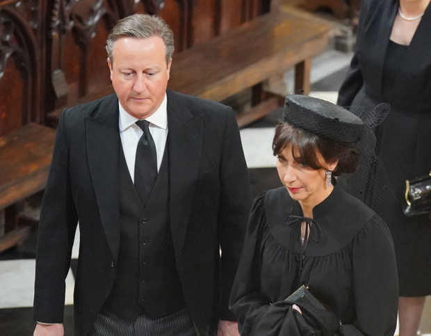 Pogrzeb królowej Elżbiety II: były premier Wielkiej Brytanii David Cameron z żoną Samantha Cameron