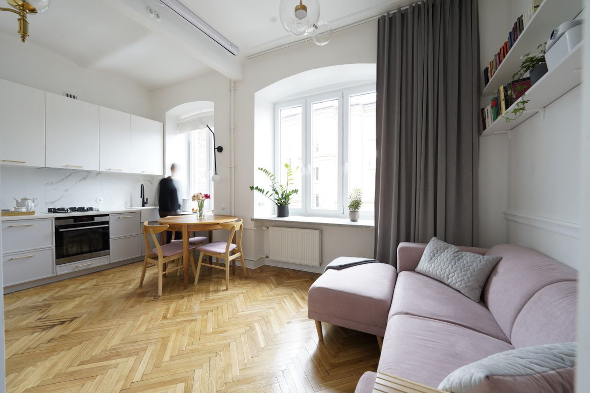 Mieszkanie na Kolonii Wawelberga, projekt pracownia architektoniczna Modullar