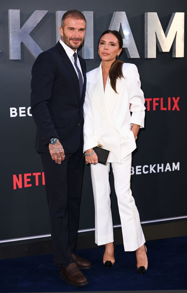 Beckhamowie na brytyjskiej premierze serialu Beckham od Netflix, 3 października 2023 r.
