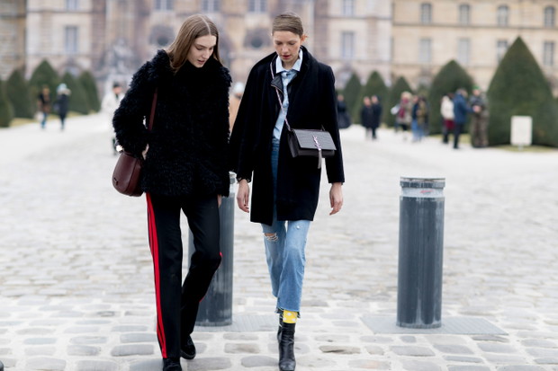 Street fashion: modelki off duty Paris Fashion Week haute couture SS17
