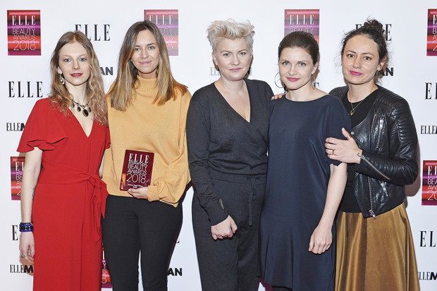 EIBA 2018: szefowa działu Uroda Marta Krupińska, Magdalena Sobiech i Aleksandra Leonarczyk z Dior, redaktor urodowy ELLE Iza Poniatowska-Mazur, redaktor naczelna ELLE Marta Drożdż