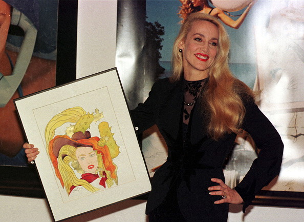 Jerry Hall z własnym portretem autorstwa Antonio Lopeza