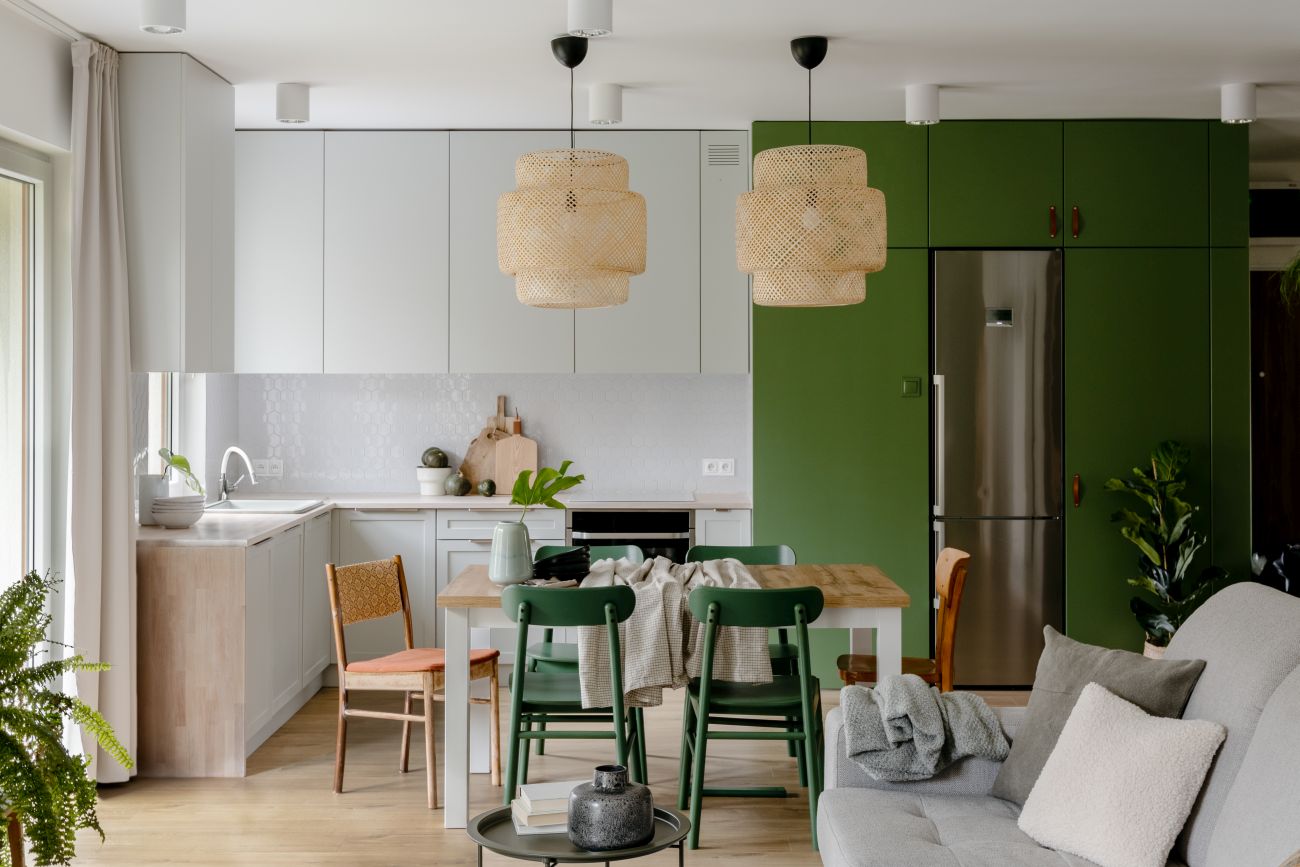 Zielone mieszkanie na warszawskim Bemowie, projekt: Gabriela Bartczak, Design My Deer