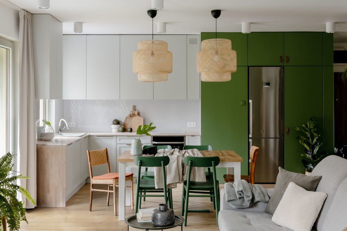 Zielone mieszkanie na warszawskim Bemowie, projekt: Gabriela Bartczak, Design My Deer