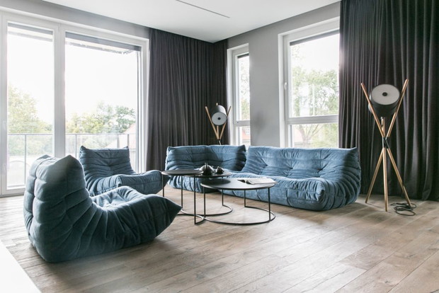 Apartament z granatowymi akcentami w Poznaniu, projekt: Joanna Zabłocka