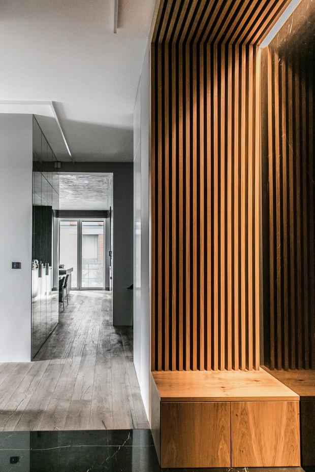 Apartament z granatowymi akcentami w Poznaniu, projekt: Joanna Zabłocka