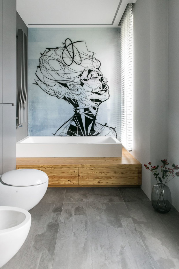 Apartament z granatowymi akcentami w Poznaniu, projekt: Joanna Zabłocka