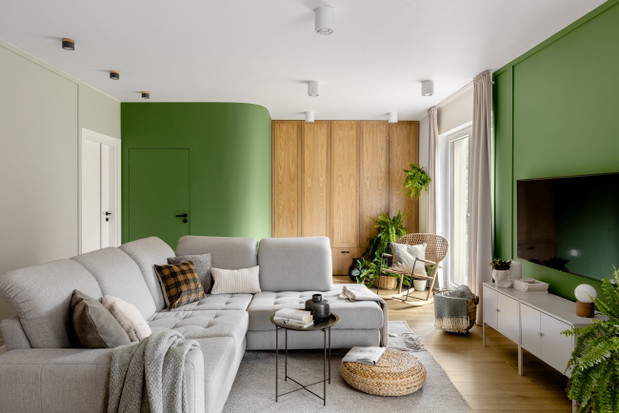 Zielone mieszkanie na warszawskim Bemowie, projekt: Gabriela Bartczak, Design My Deer