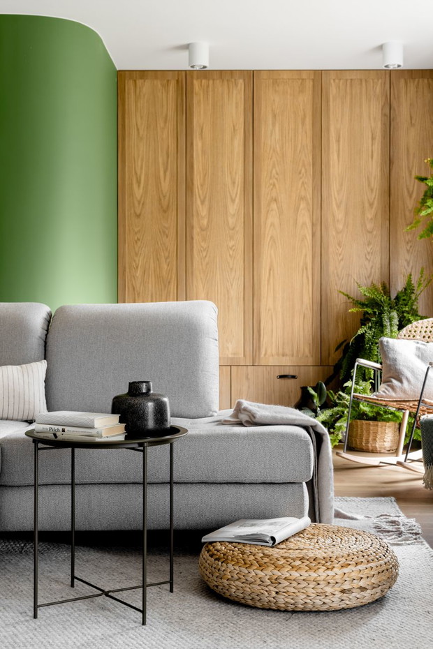 Zielone mieszkanie na warszawskim Bemowie, projekt: Gabriela Bartczak, Design My Deer