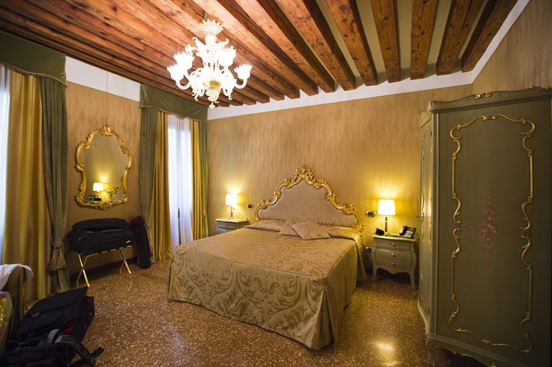 Interiors of a hotel bedroom, Venice, Veneto, Italy