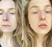 Jestem redaktorką beauty i używam ulubionego błyszczyka Włoszek. Dał mi efekt "crystal chestnut". Mieni się jak szklana taflach