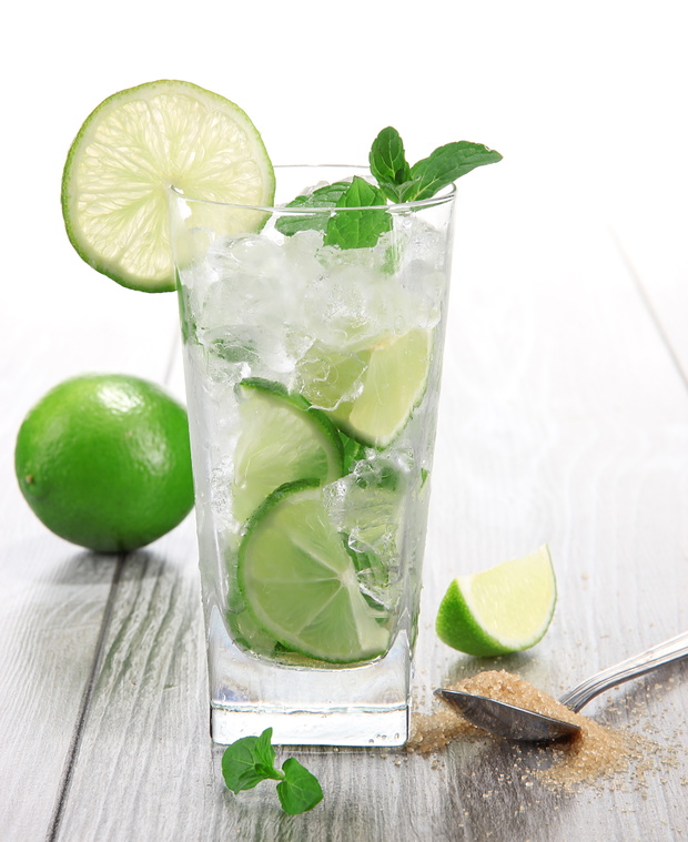 mojito drink on wood background