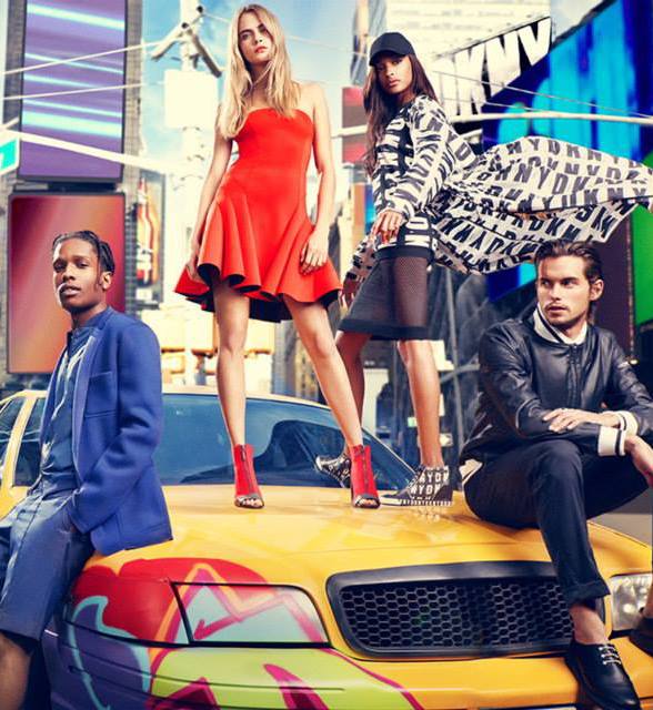 Cara Delevingne, Jourdan Dunn, A$AP Rocky dla DKNY