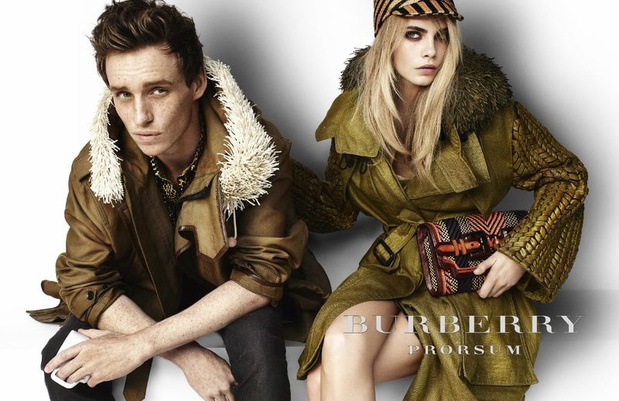 Eddie Redmayne i Cara Delevingne w kampanii Burberry na sezon wiosna-lato 2012 (fot. serwis prasowy)