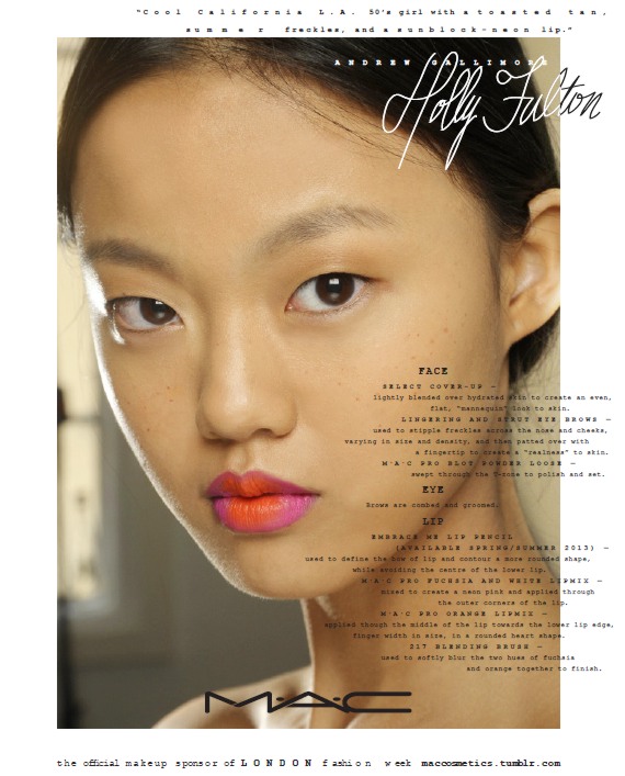 Makijaż MAC z pokazu Holly Fulton / mat. prasowe MAC