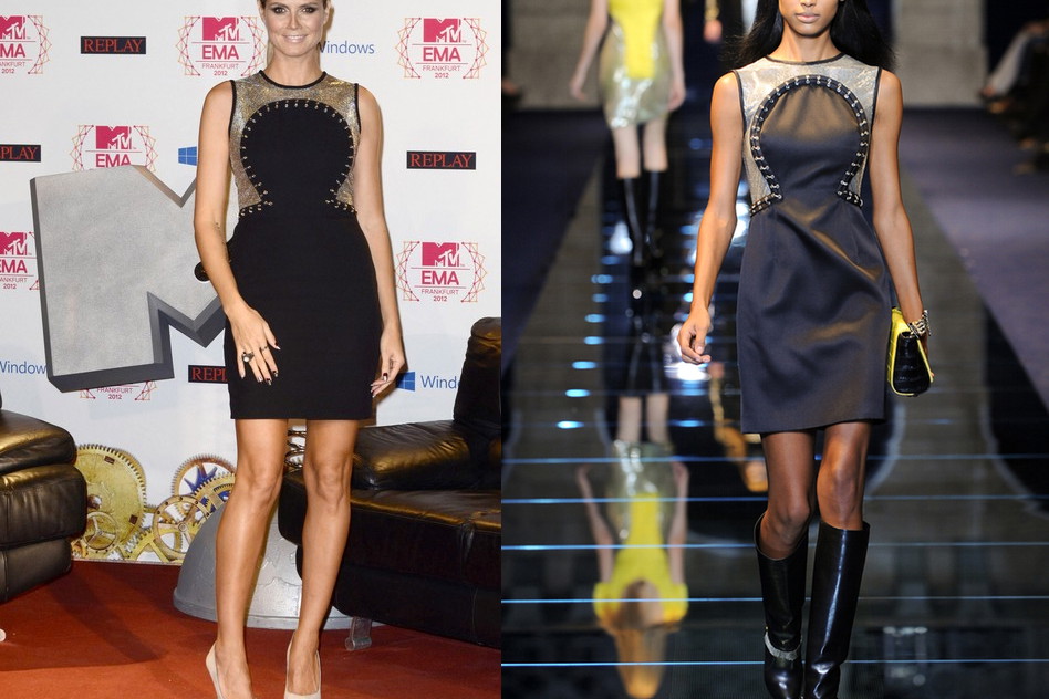 Heidi Klum w sukience Versace na gali MTV EMA 2012 (fot. East News, Imaxtree)