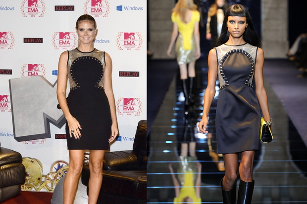 Heidi Klum w sukience Versace na gali MTV EMA 2012 (fot. East News, Imaxtree)
