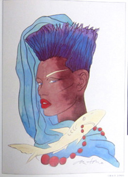 Grace Jones, rys. Antonio Lopez / fot. Pinterest/ skan Antonio