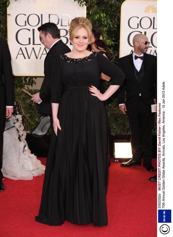 Adele w sukni Burberry na rozdaniu Złotych Globów 2013, fot. East News